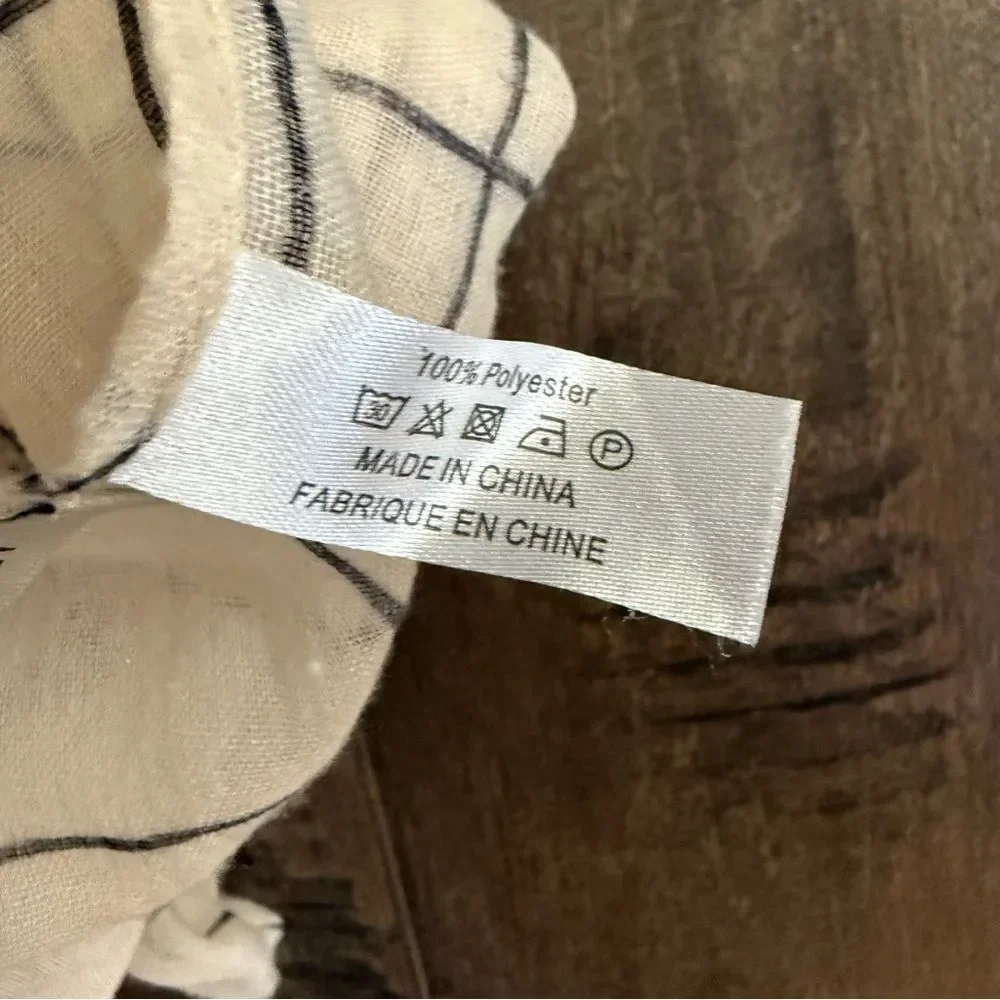 Rachel Pally Scarf Cream and Black Grid Print Neutral Colors Women’s